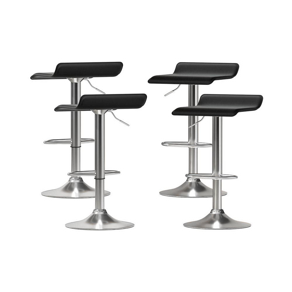Kai (Set of 4) PU Leather Wave Bar Stools - Black - Homecoze