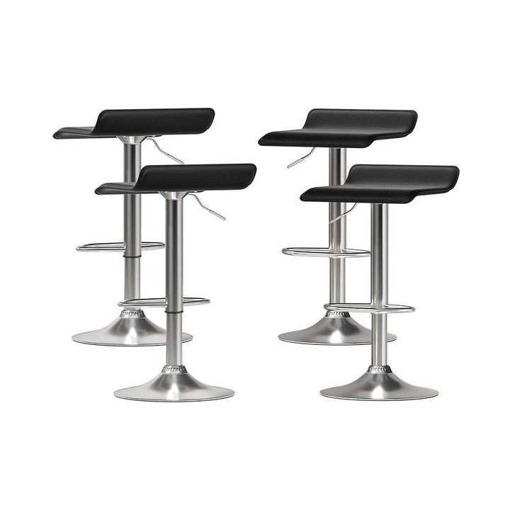 Kai (Set of 4) PU Leather Wave Bar Stools - Black