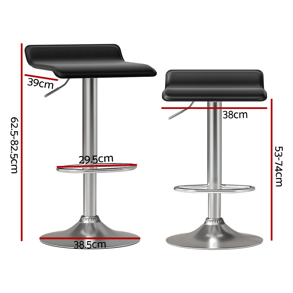 Kai (Set of 4) PU Leather Wave Bar Stools - Black - Homecoze