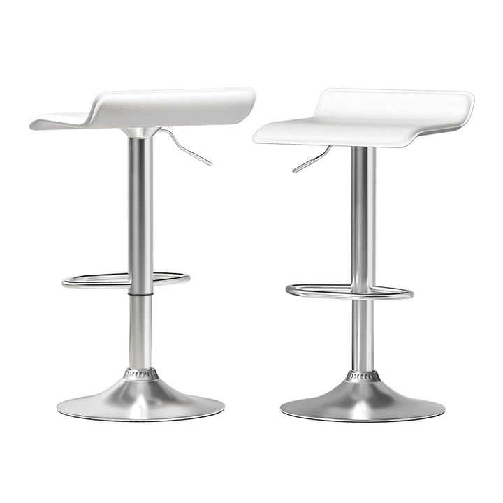 Kai (Set of 2) PU Leather Wave Bar Stools - White