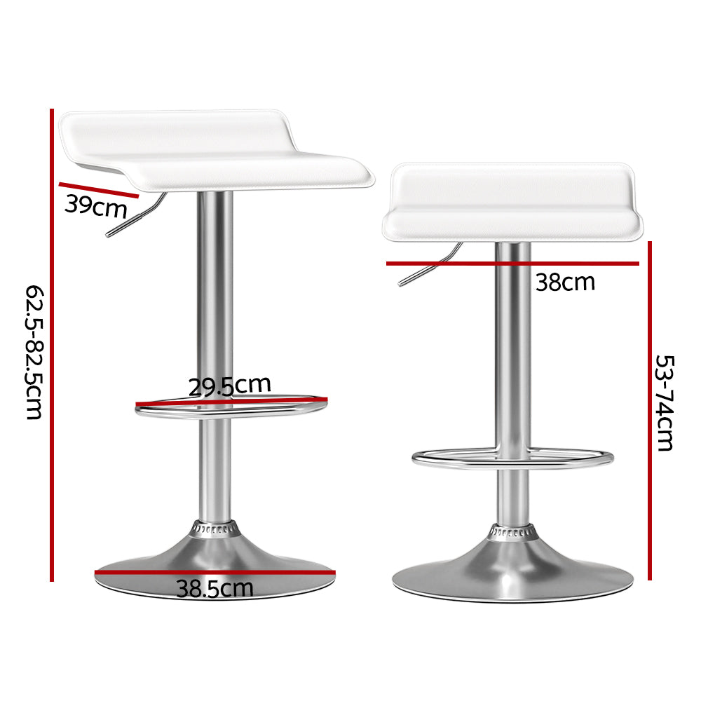 Kai (Set of 2) PU Leather Wave Bar Stools - White