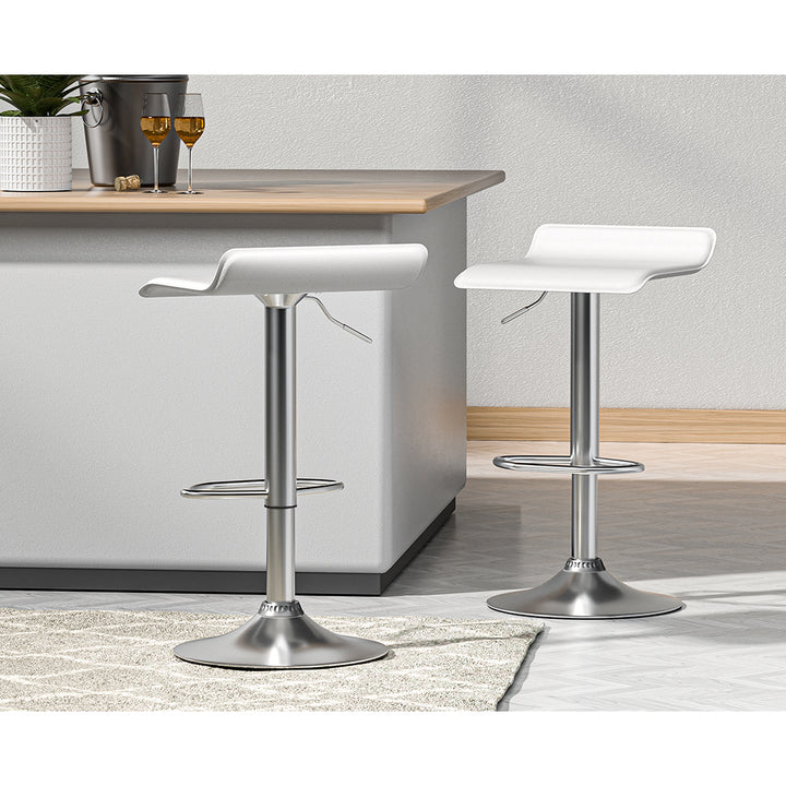 Kai (Set of 2) PU Leather Wave Bar Stools - White