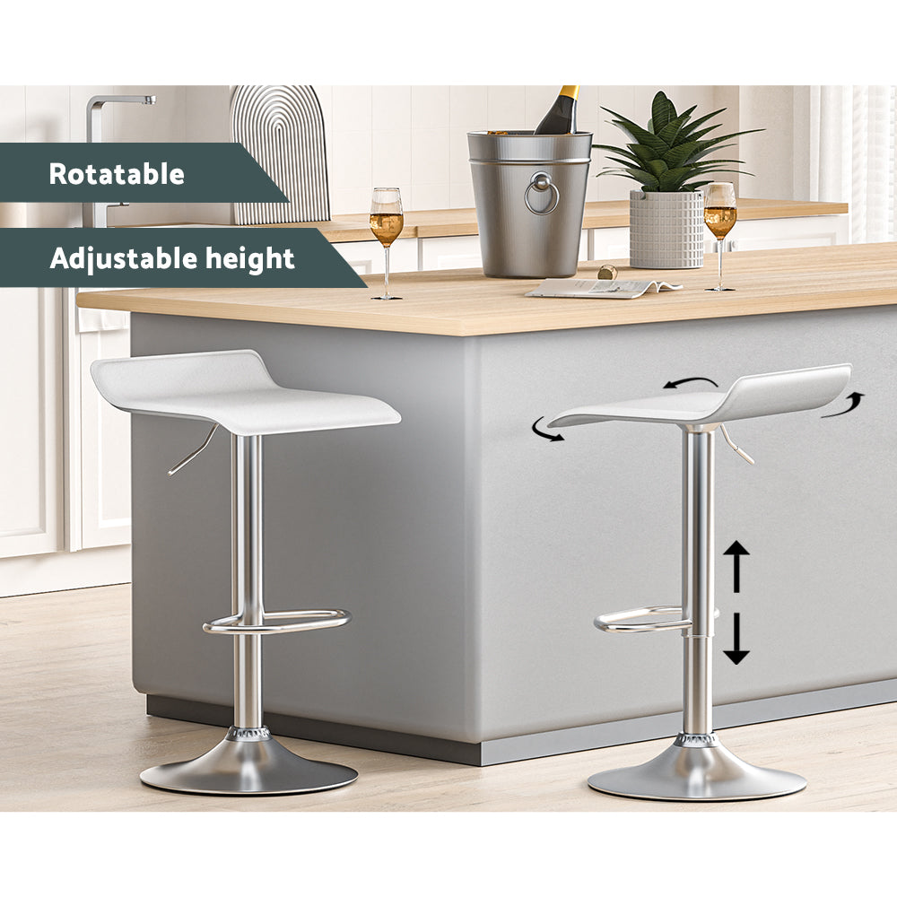 Kai (Set of 2) PU Leather Wave Bar Stools - White - Homecoze