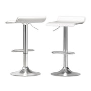 Kai (Set of 2) PU Leather Wave Bar Stools - White - Homecoze