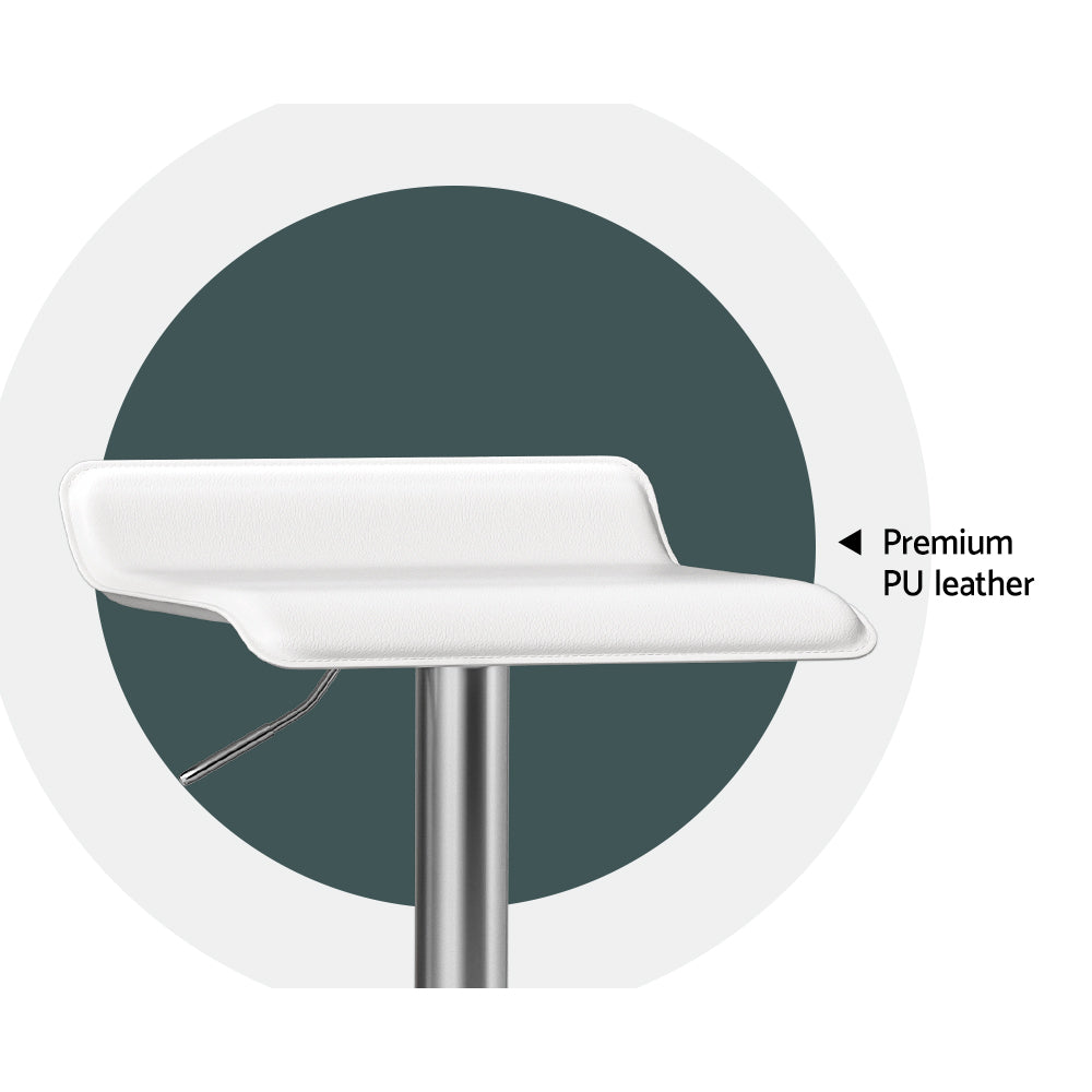 Kai (Set of 4) PU Leather Wave Bar Stools - White - Homecoze