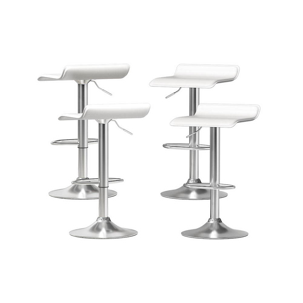 Kai (Set of 4) PU Leather Wave Bar Stools - White - Homecoze