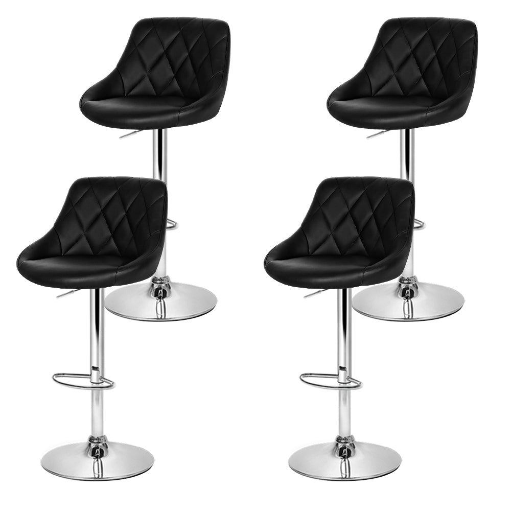 Devon (Set of 4) PU Leather Bar Stools - Black - Homecoze