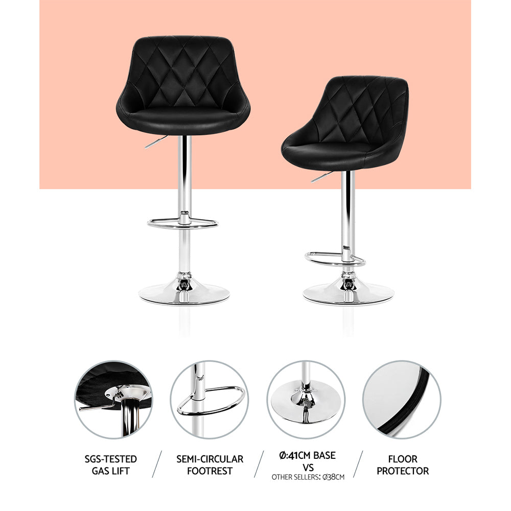 Devon (Set of 4) PU Leather Bar Stools - Black - Homecoze