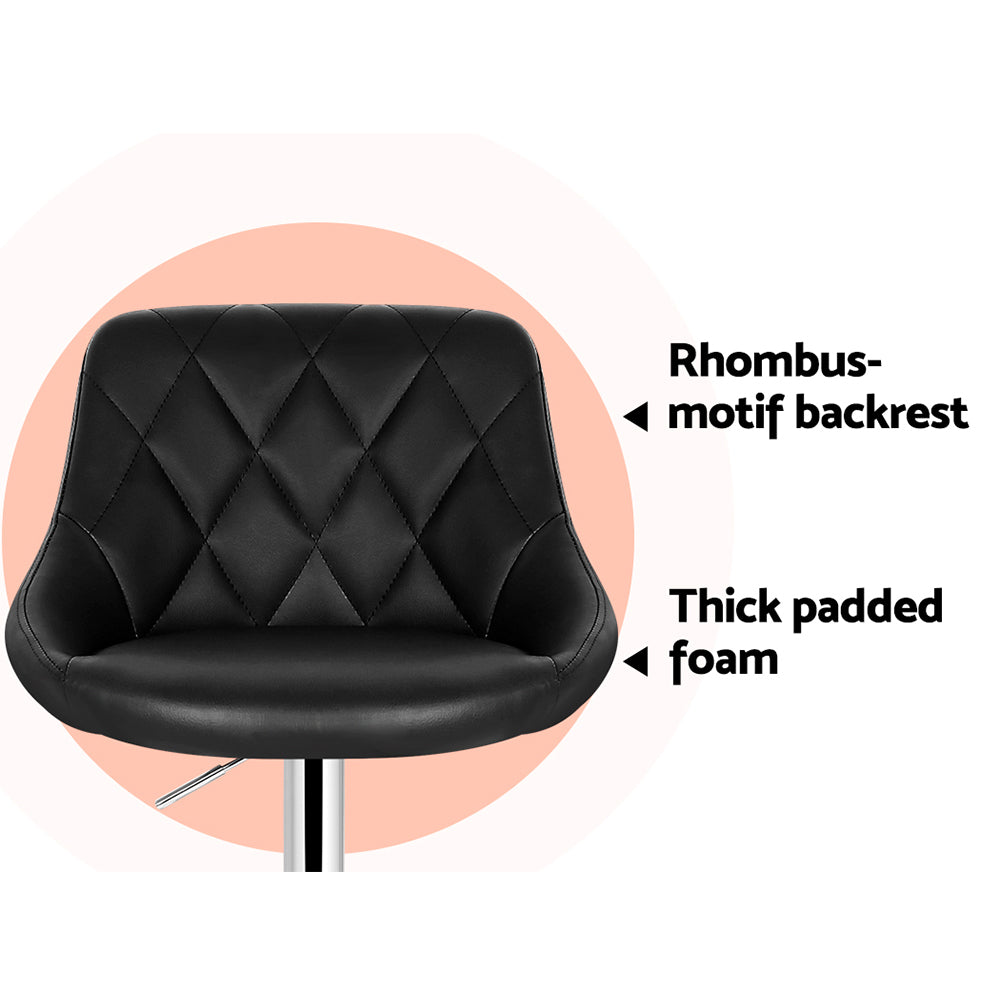 Devon (Set of 4) PU Leather Bar Stools - Black - Homecoze