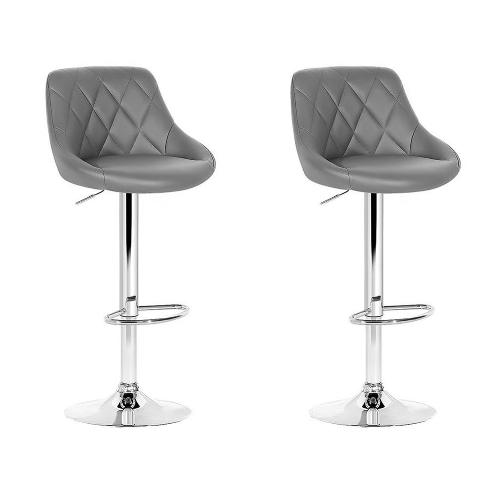 Devon (Set of 2) PU Leather Bar Stools - Grey - Homecoze