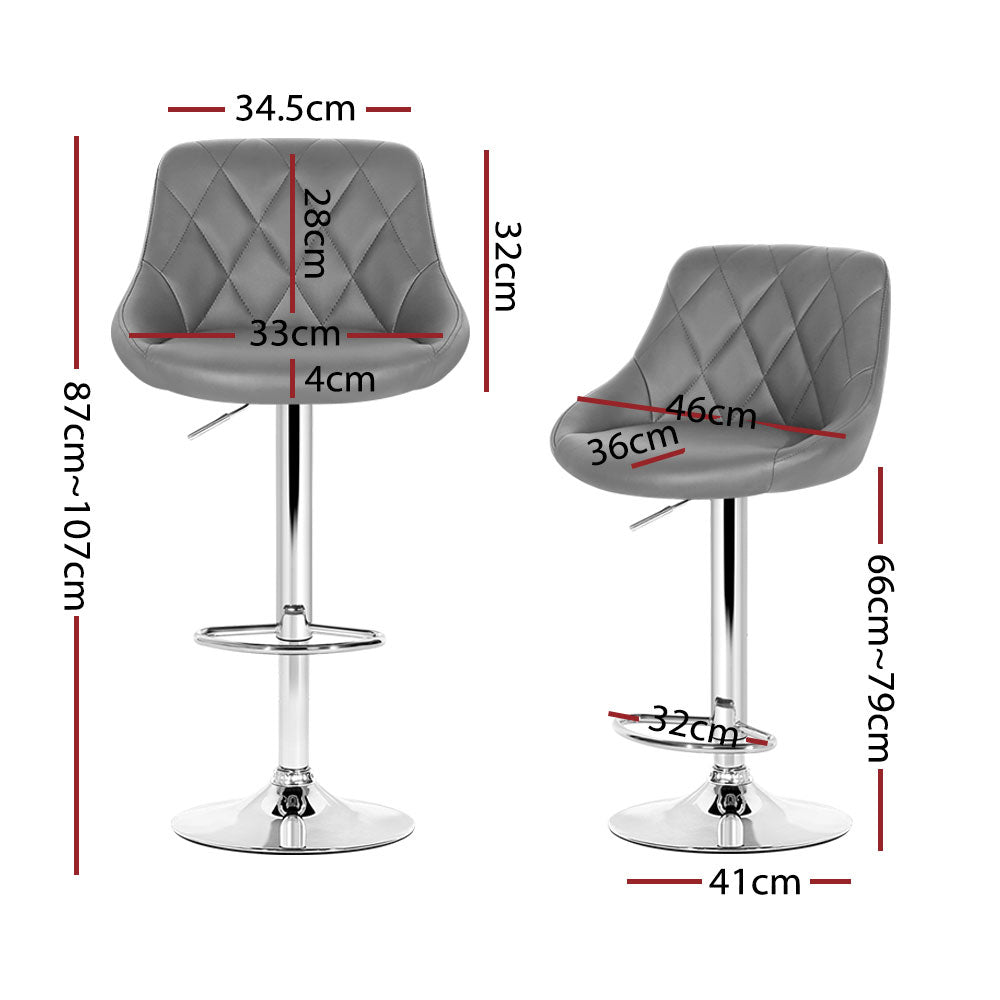Devon (Set of 4) PU Leather Bar Stools - Grey - Homecoze