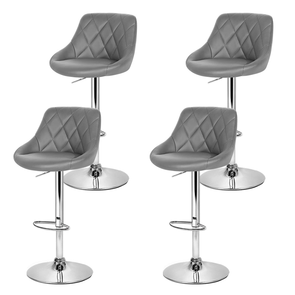 Devon (Set of 4) PU Leather Bar Stools - Grey - Homecoze