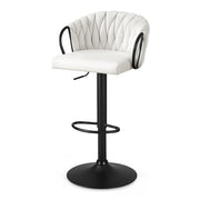 Artiss 1x Bar Stool Single Kitchen Dining Chair Counter Stool Woven Velvet Ivory - Homecoze