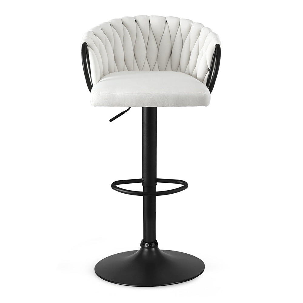 Artiss 1x Bar Stool Single Kitchen Dining Chair Counter Stool Woven Velvet Ivory - Homecoze