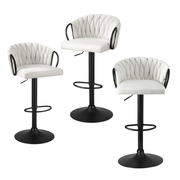 Juliette (Set of 3) Velvet Bar Stools - Ivory