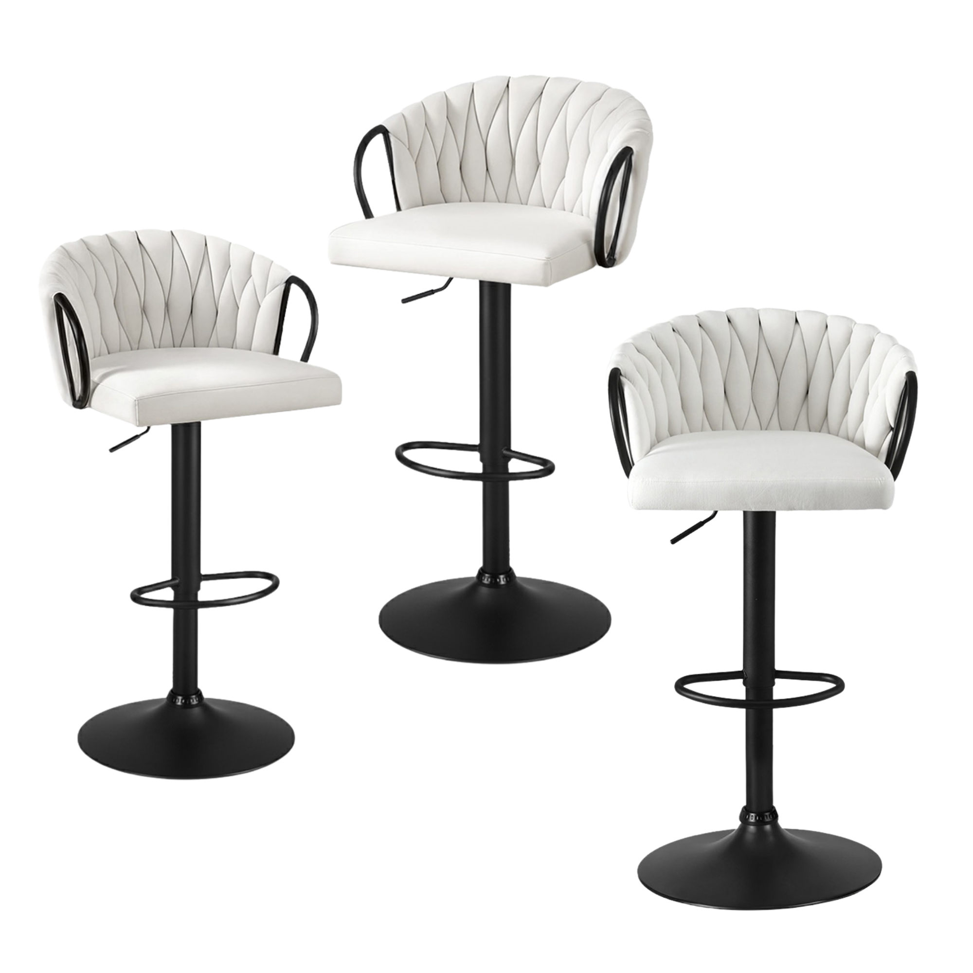Juliette (Set of 3) Velvet Bar Stools - Ivory
