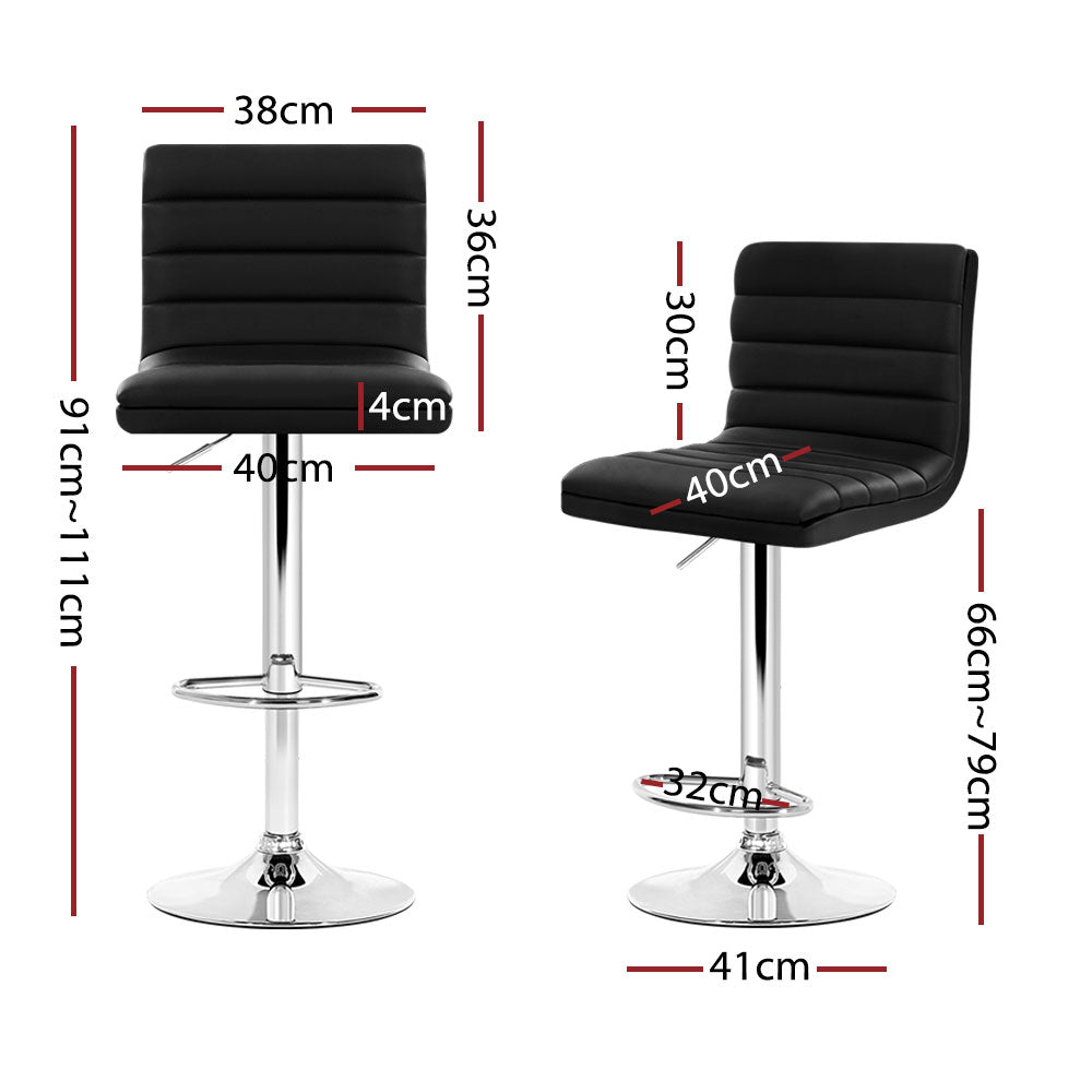 Rory (Set of 4) PU Leather Bar Stools - Black - Homecoze
