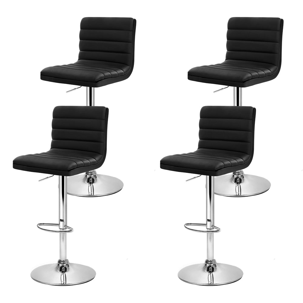 Rory (Set of 4) PU Leather Bar Stools - Black - Homecoze