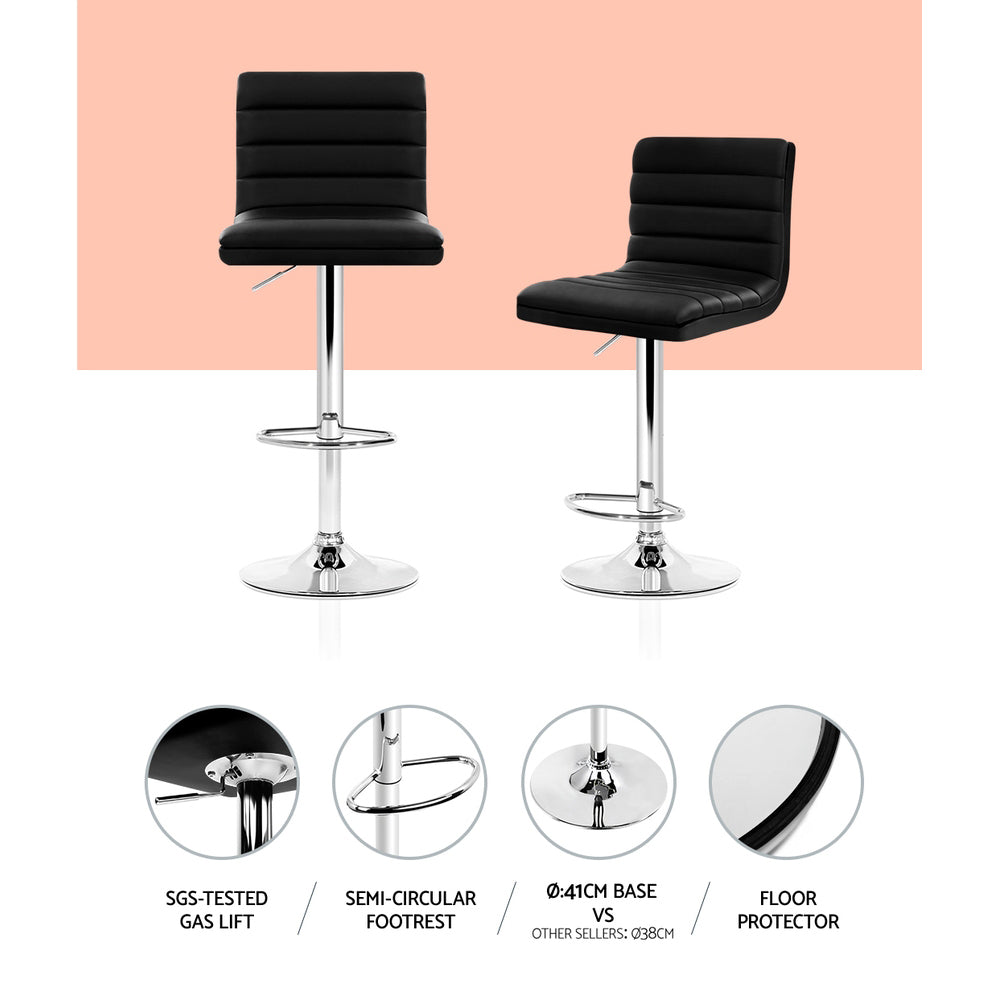 Rory (Set of 4) PU Leather Bar Stools - Black - Homecoze