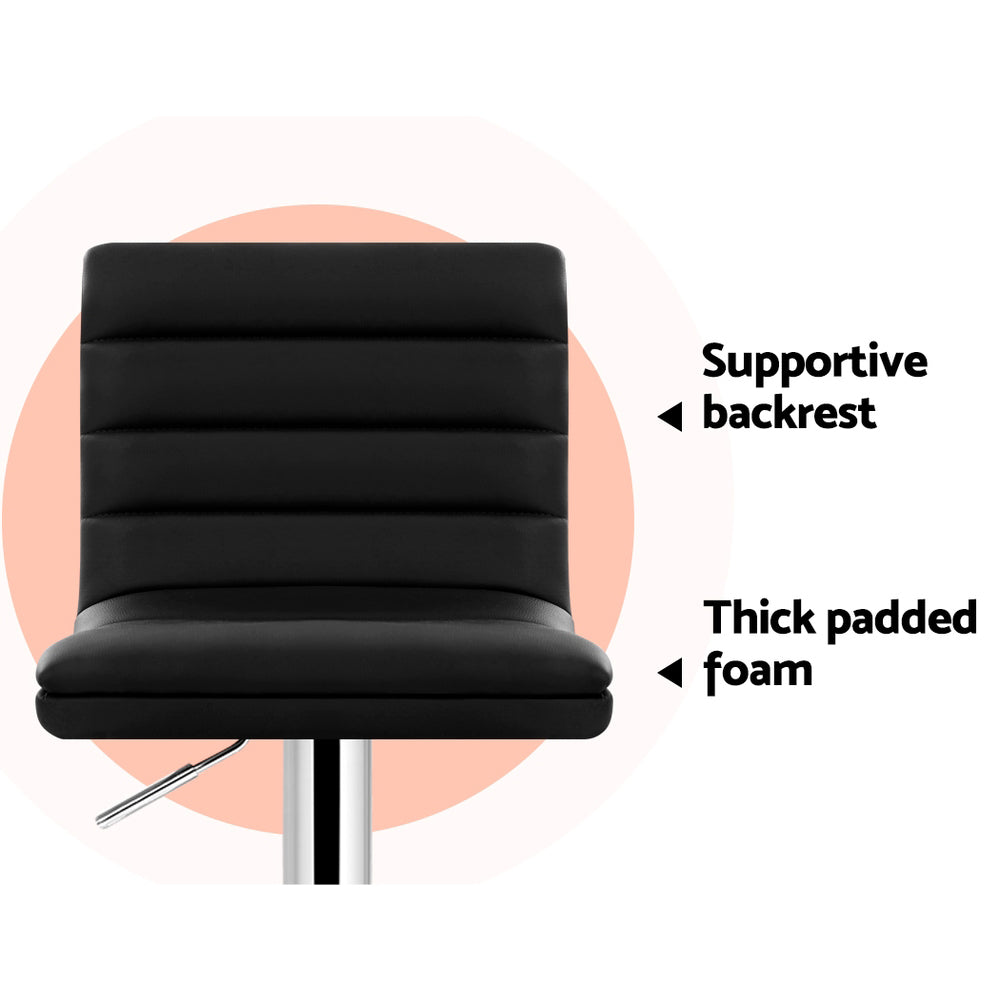 Rory (Set of 4) PU Leather Bar Stools - Black - Homecoze