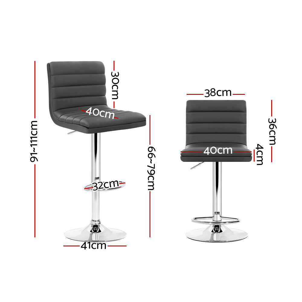 Rory (Set of 2) PU Leather Bar Stools - Grey - Homecoze