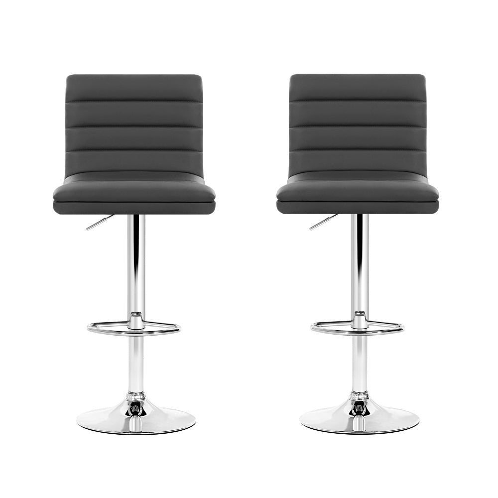 Rory (Set of 2) PU Leather Bar Stools - Grey - Homecoze
