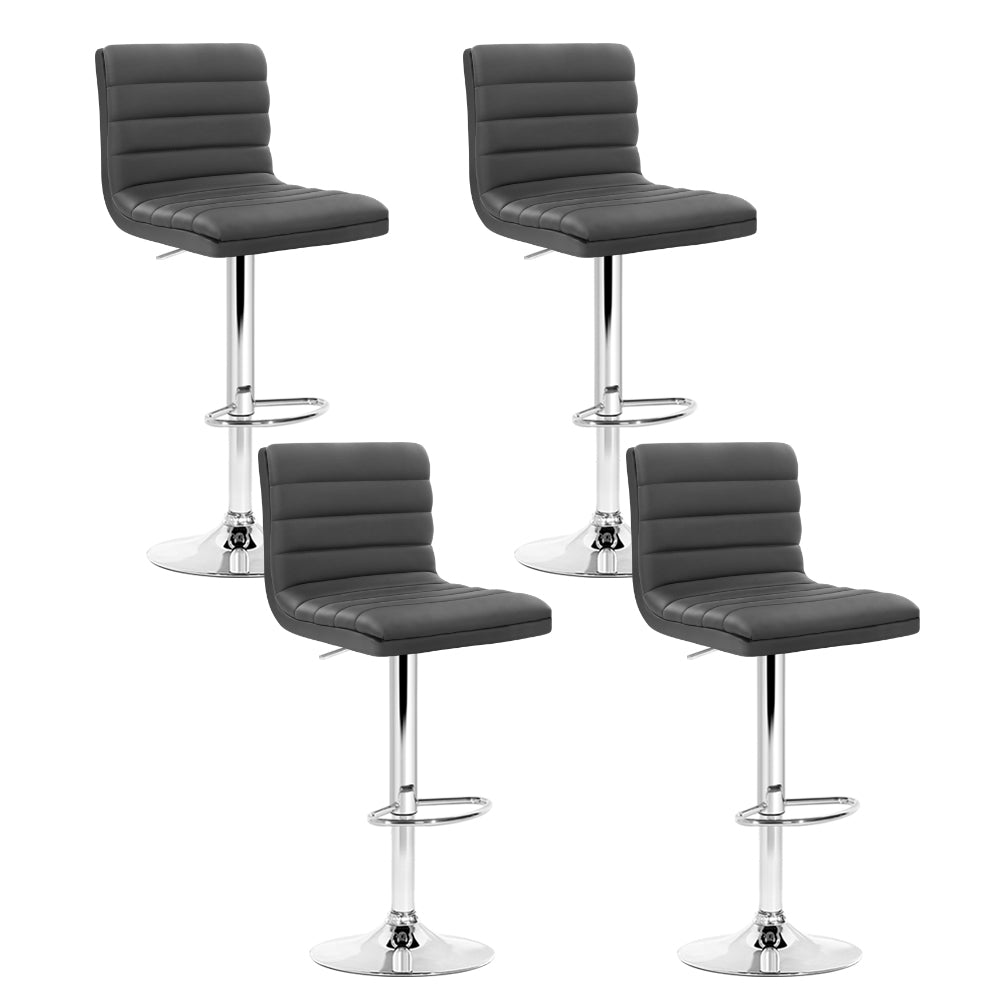 Rory (Set of 4) PU Leather Bar Stools - Grey - Homecoze