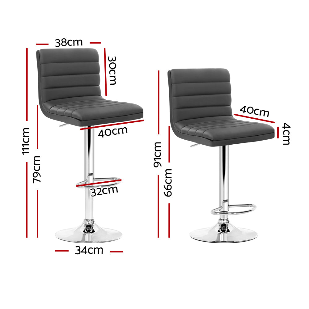 Rory (Set of 4) PU Leather Bar Stools - Grey - Homecoze