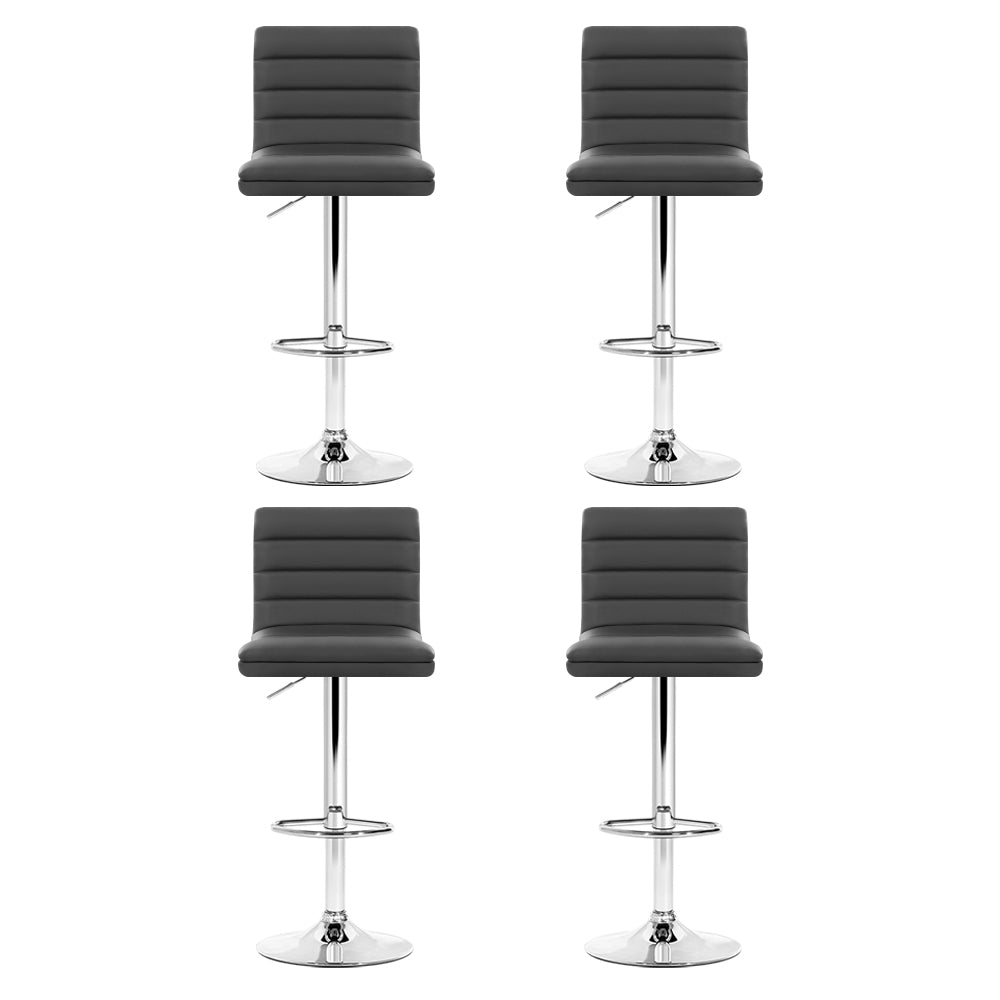 Rory (Set of 4) PU Leather Bar Stools - Grey - Homecoze