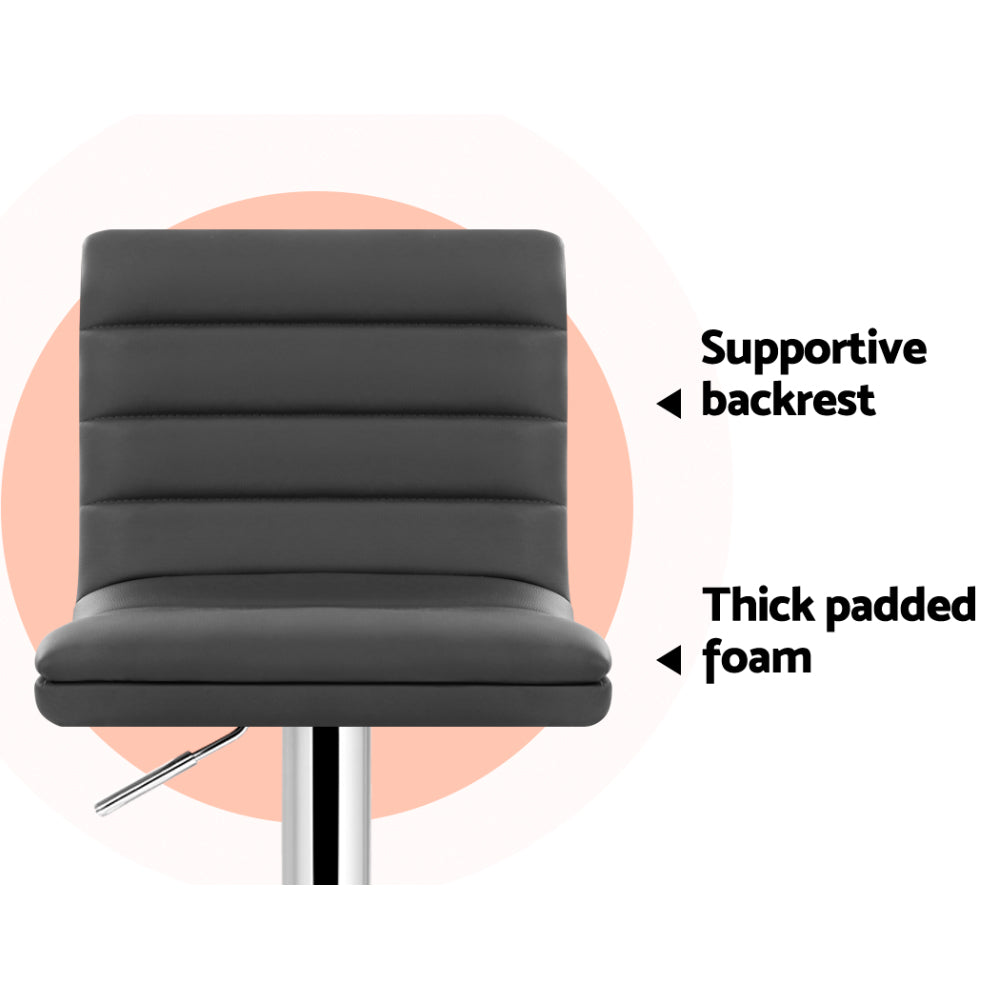 Rory (Set of 4) PU Leather Bar Stools - Grey - Homecoze