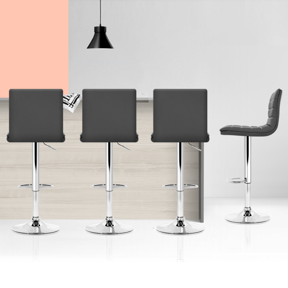Rory (Set of 4) PU Leather Bar Stools - Grey - Homecoze