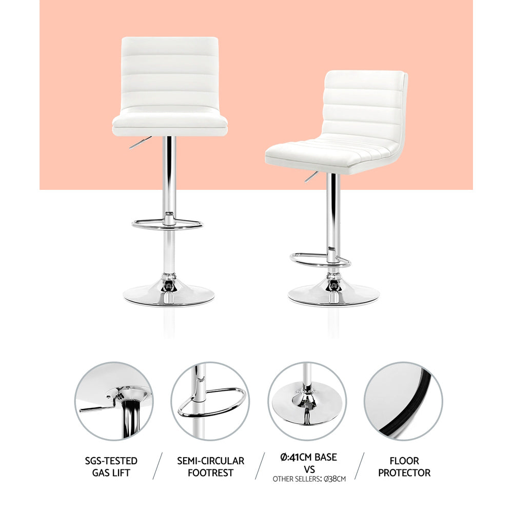 Rory (Set of 4) PU Leather Bar Stools - White - Homecoze