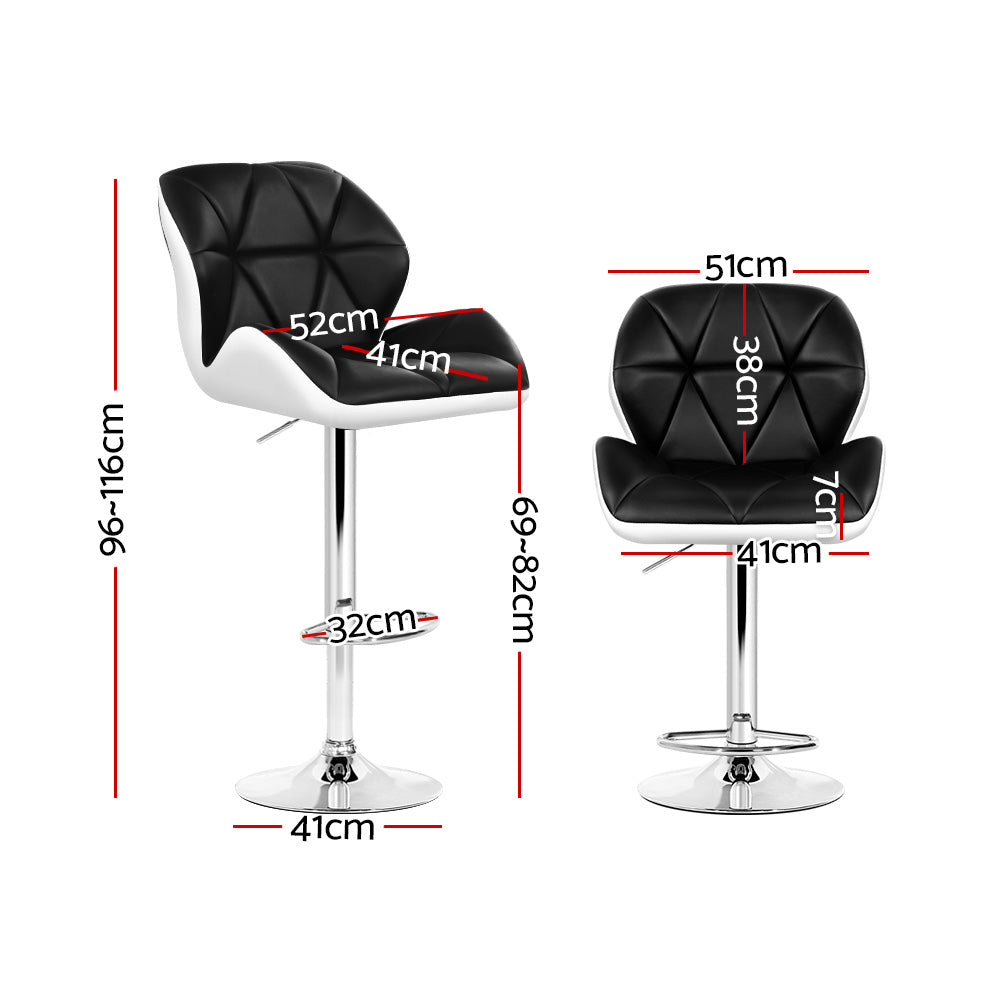 Stella (Set of 2) PU Leather Bar Stools - White & Black - Homecoze