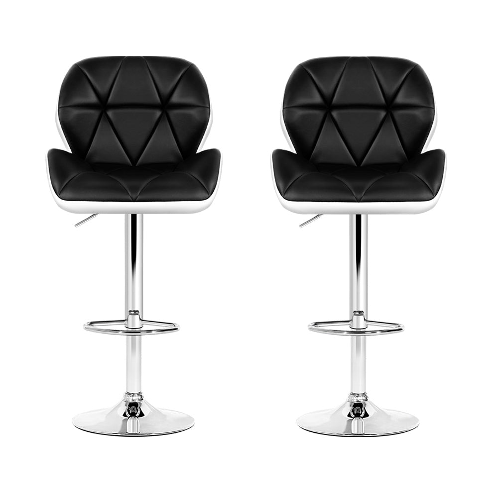 Stella (Set of 2) PU Leather Bar Stools - White & Black - Homecoze