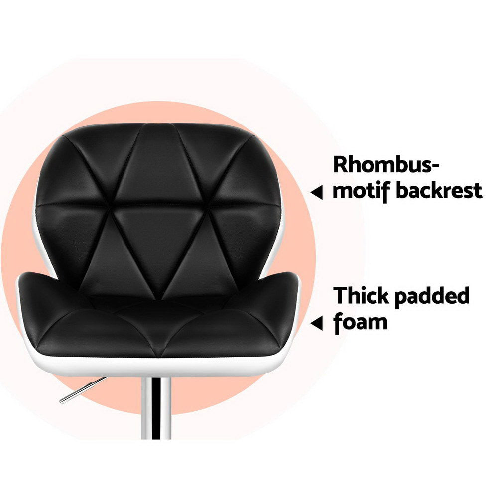 Stella (Set of 2) PU Leather Bar Stools - White & Black - Homecoze