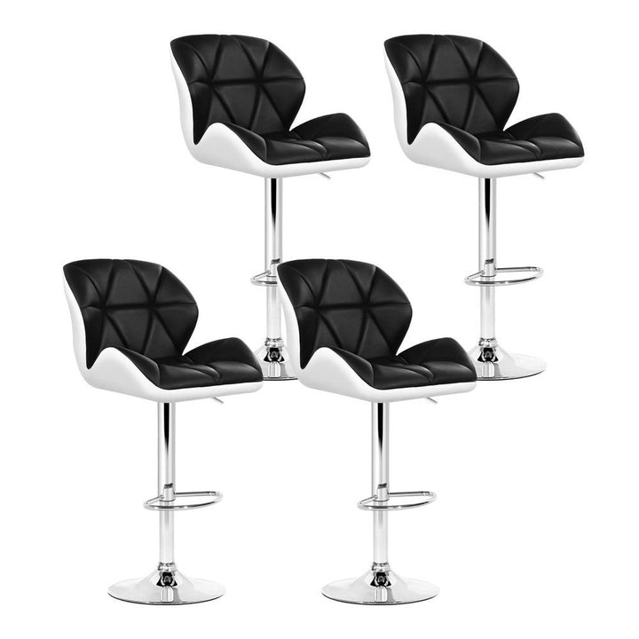 Stella (Set of 4) PU Leather Bar Stools - White & Black