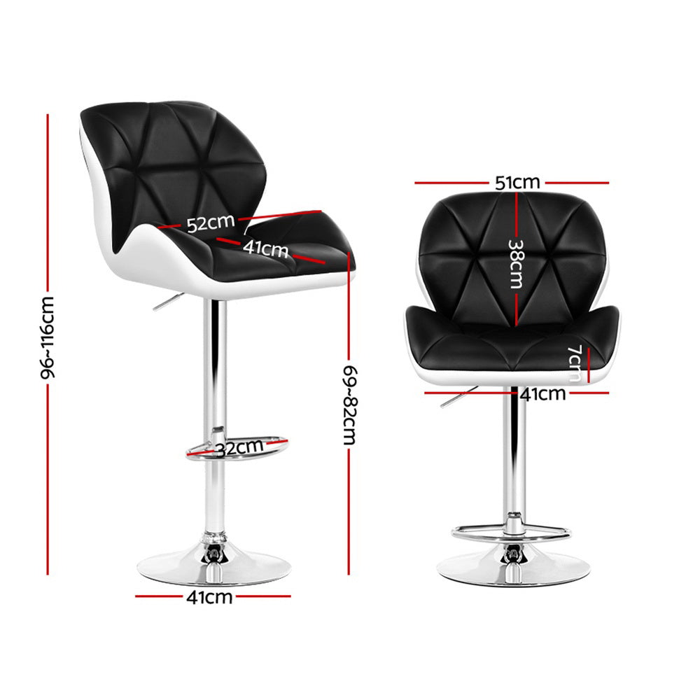 Stella (Set of 4) PU Leather Bar Stools - White & Black