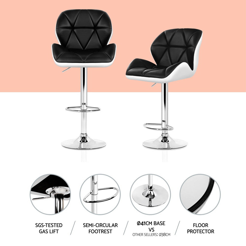 Stella (Set of 4) PU Leather Bar Stools - White & Black