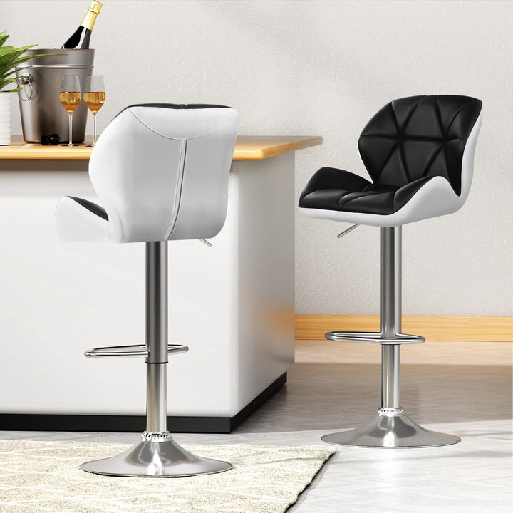 Stella (Set of 2) PU Leather Bar Stools - White & Black Homecoze