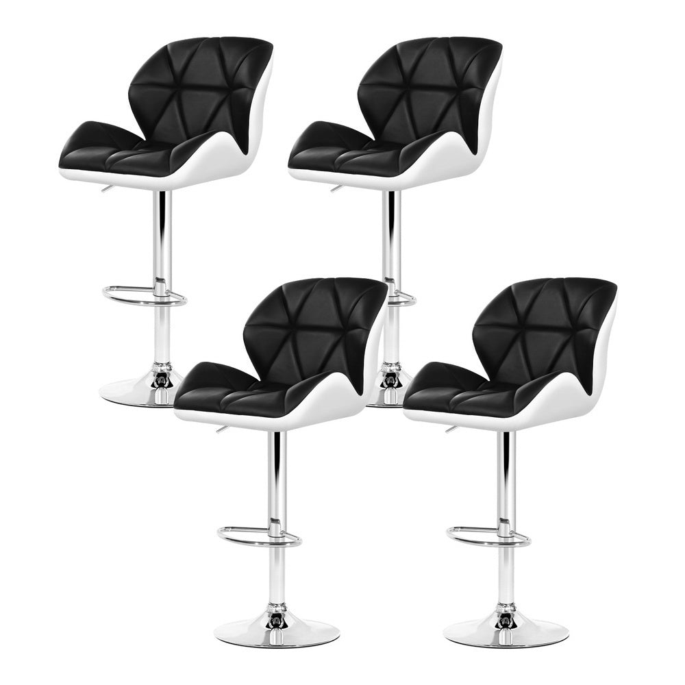 Stella (Set of 4) PU Leather Bar Stools - White & Black - Homecoze