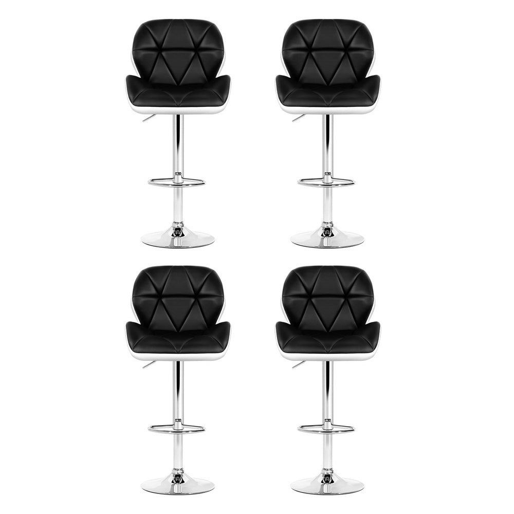 Stella (Set of 4) PU Leather Bar Stools - White & Black - Homecoze