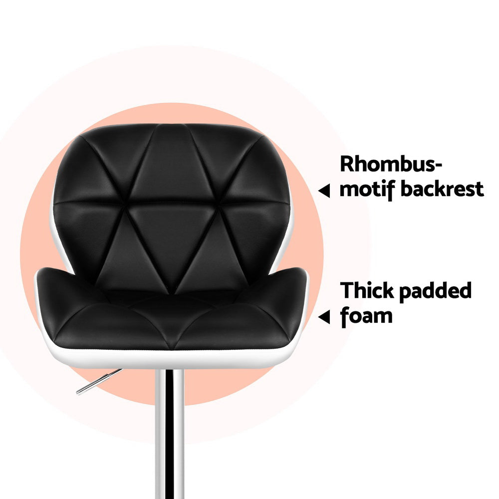 Stella (Set of 4) PU Leather Bar Stools - White & Black - Homecoze