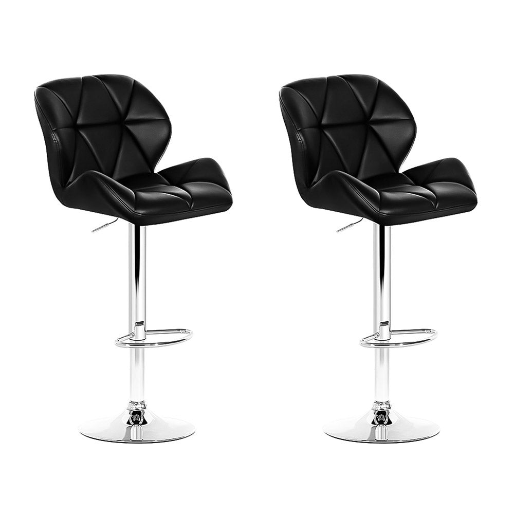 Stella (Set of 2) PU Leather Bar Stools - Black - Homecoze