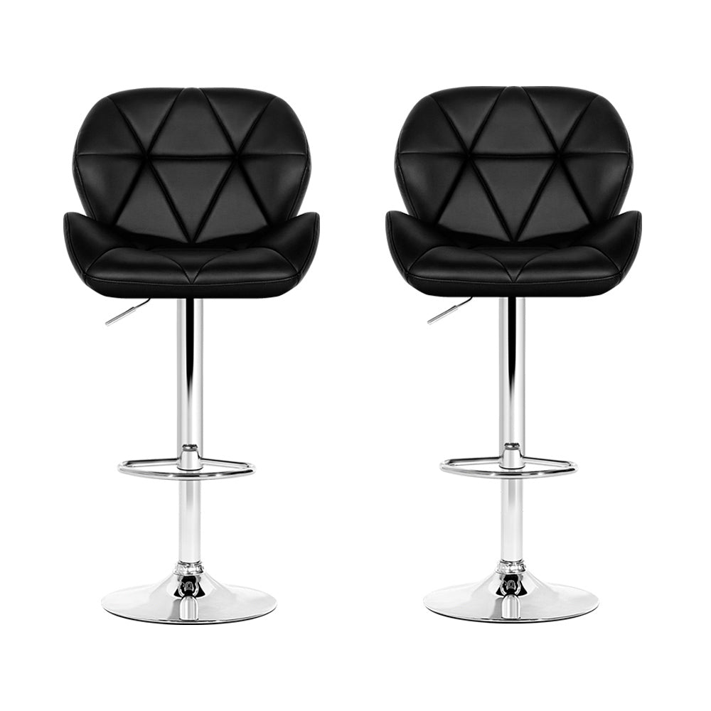 Stella (Set of 2) PU Leather Bar Stools - Black - Homecoze