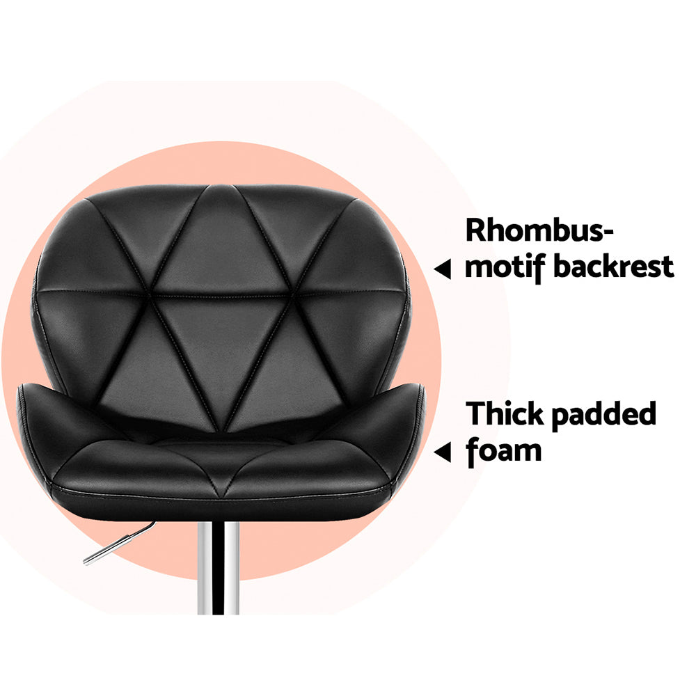 Stella (Set of 2) PU Leather Bar Stools - Black - Homecoze