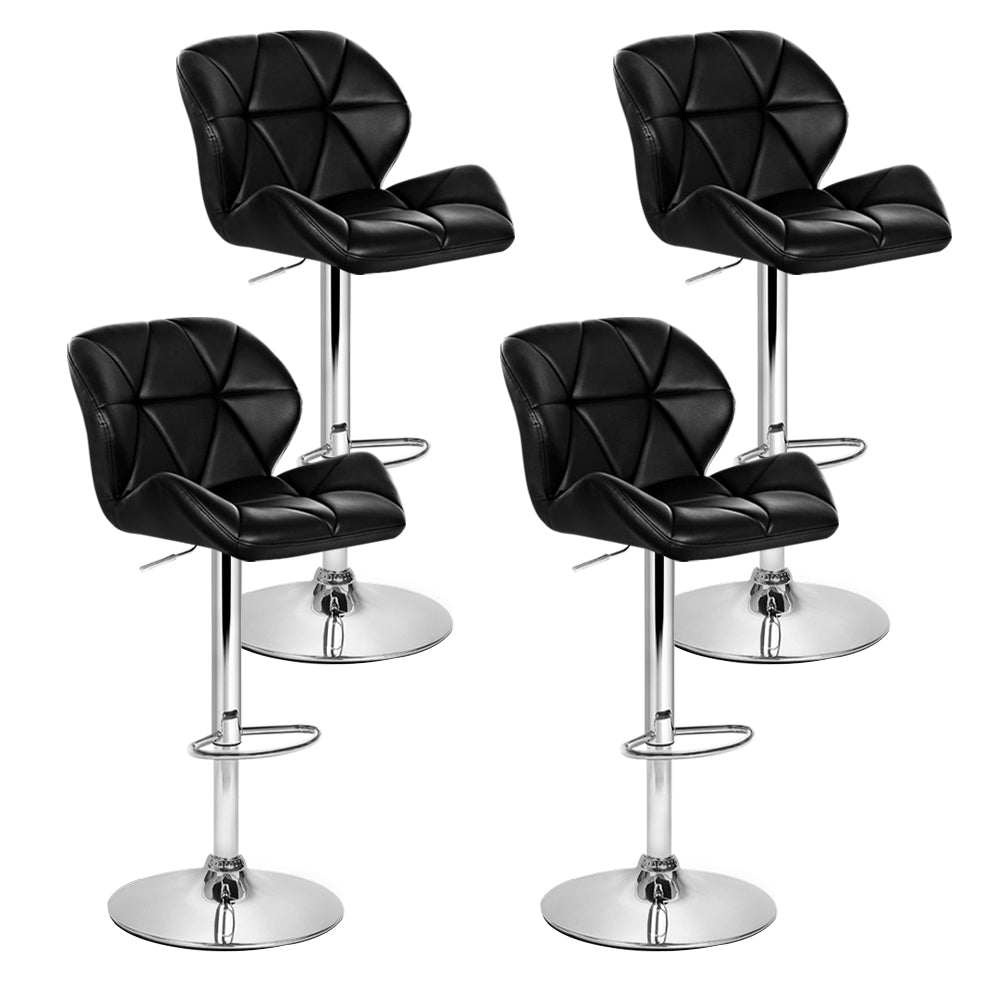 Stella (Set of 4) PU Leather Bar Stools - Black - Homecoze