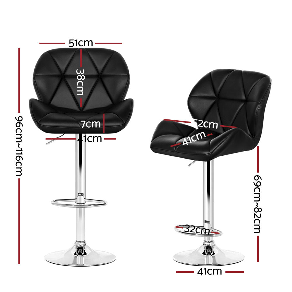 Stella (Set of 4) PU Leather Bar Stools - Black - Homecoze