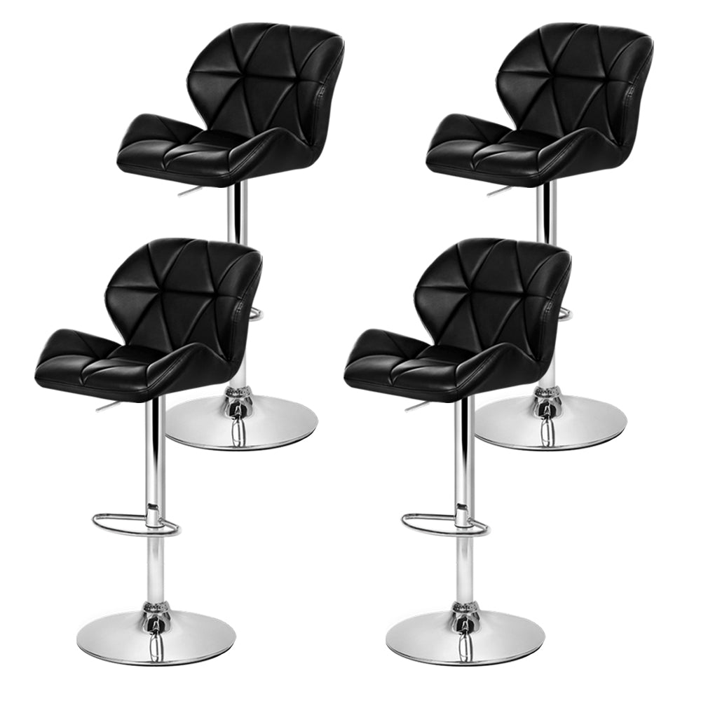 Stella (Set of 4) PU Leather Bar Stools - Black - Homecoze