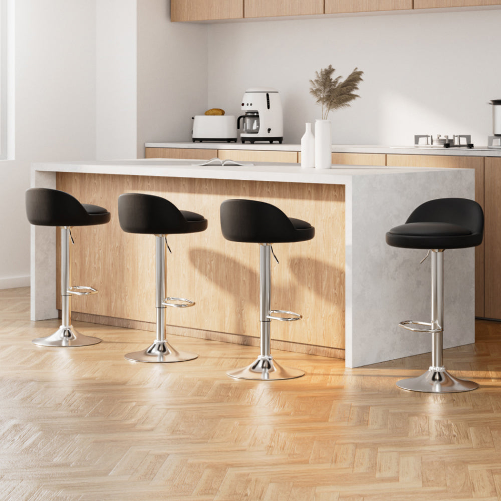 Cameron (Set of 4) PU Leather Bar Stools - Black - Homecoze