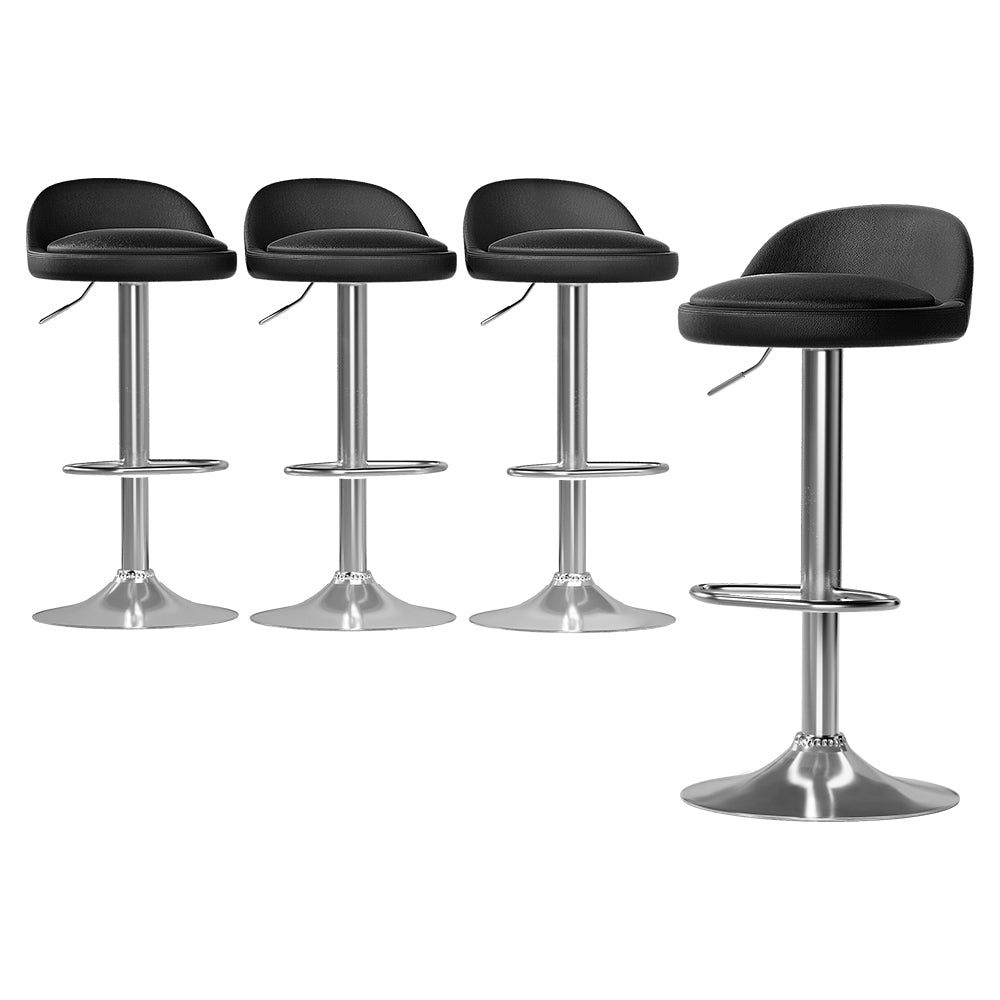 Cameron (Set of 4) PU Leather Bar Stools - Black - Homecoze